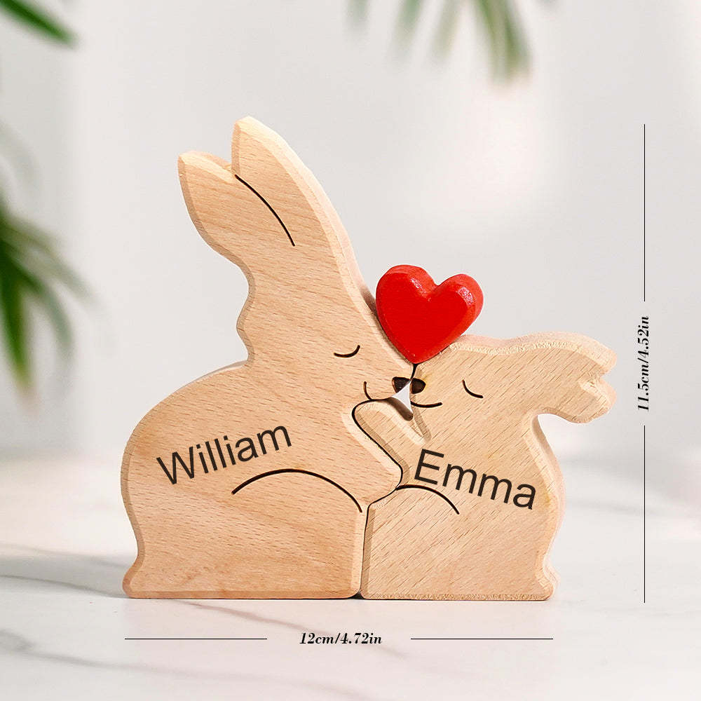 Puzzle Per Famiglie In Legno Con Conigli, Nomi Personalizzati, Regali Per L'inaugurazione Della Casa, Decorazioni Per La Casa