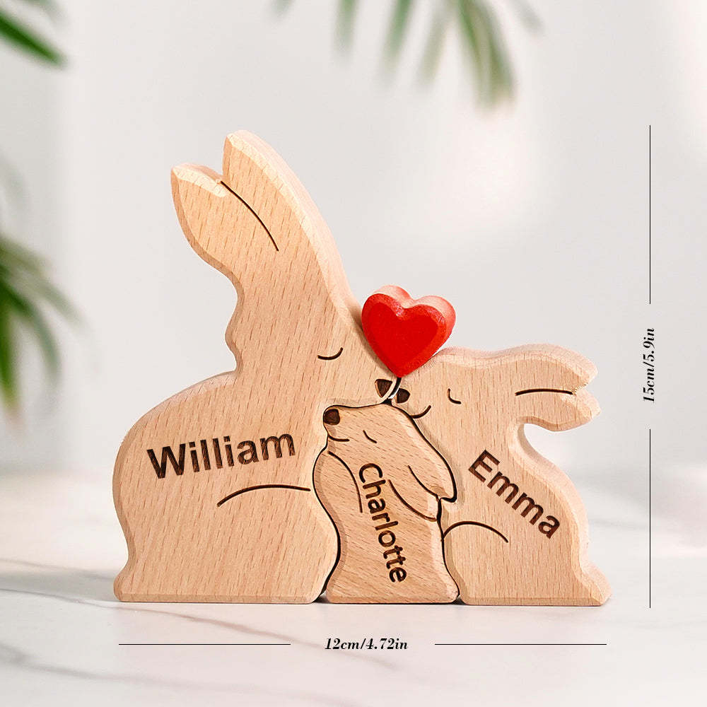 Puzzle Per Famiglie In Legno Con Conigli, Nomi Personalizzati, Regali Per L'inaugurazione Della Casa, Decorazioni Per La Casa - soufeelit
