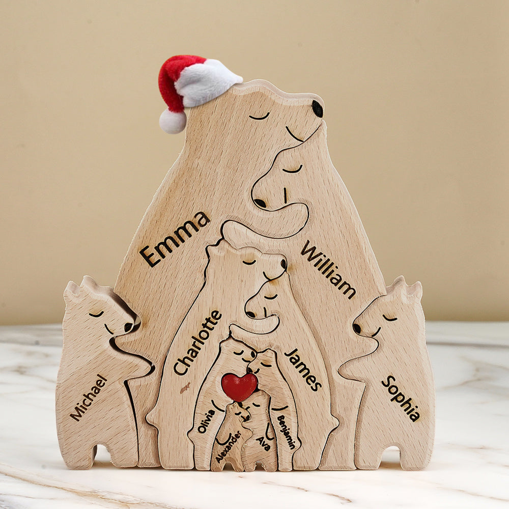 Nomi Personalizzati Orsi Di Legno Di Natale Puzzle Di Famiglia Decorazioni Per La Casa Regali Di Natale - soufeelit