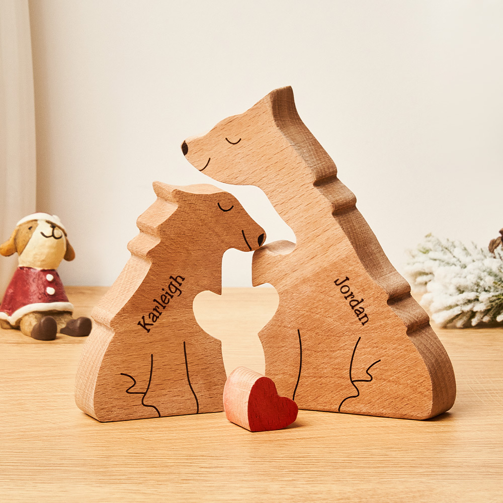 Nomi Personalizzati Puzzle In Legno Con Famiglia Di Lupi Decorazioni Per La Casa Regali Di Natale