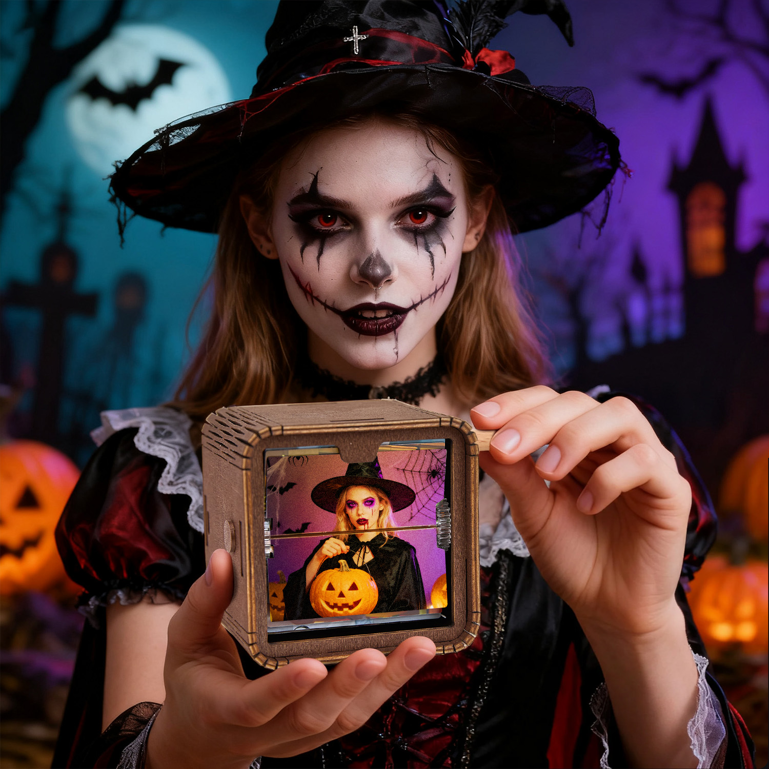 Album Fotografico A Manovella Con Cornice Meccanica Per Animazione Con Cornice Per Flipbook Fotografico Personalizzato Con Regalo Di Halloween Leggero - soufeelit