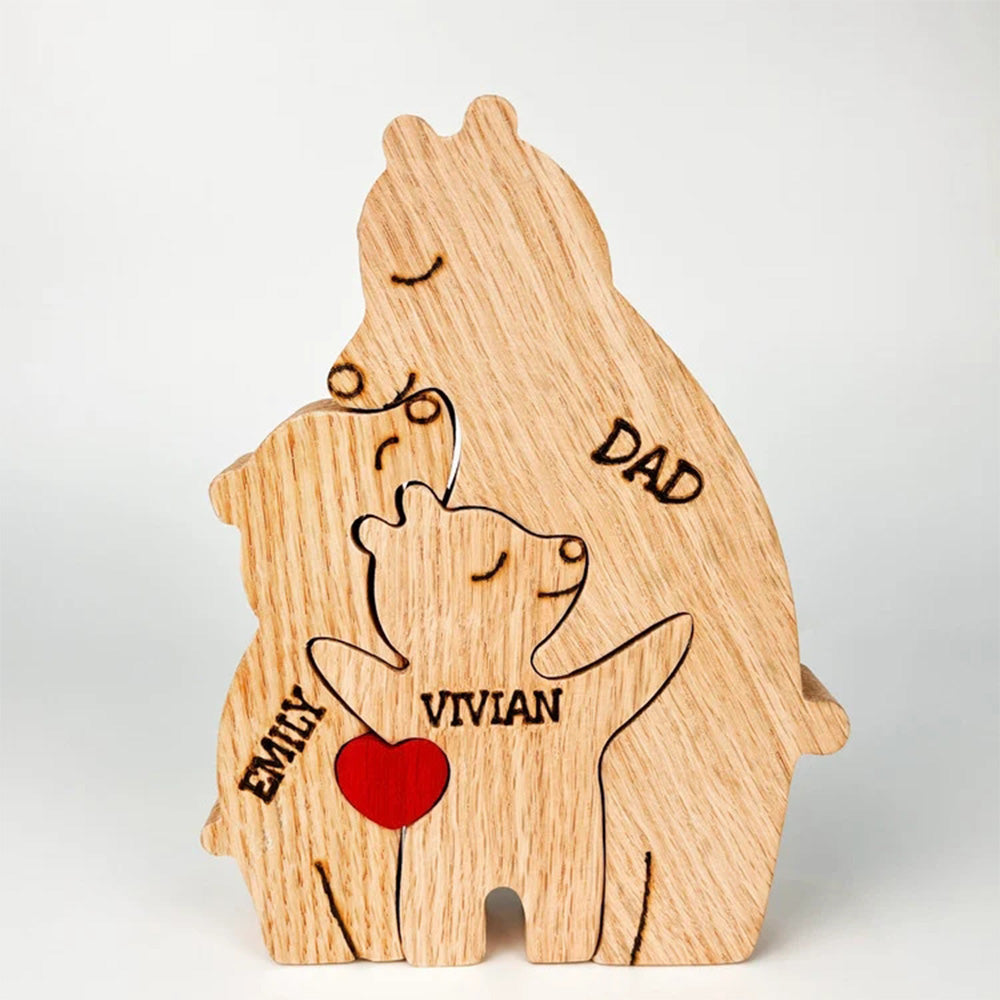 Nomi Personalizzati In Legno Genitore Single Orsi Famiglia Blocco Puzzle Regali Per Decorazioni Per La Casa - soufeelit
