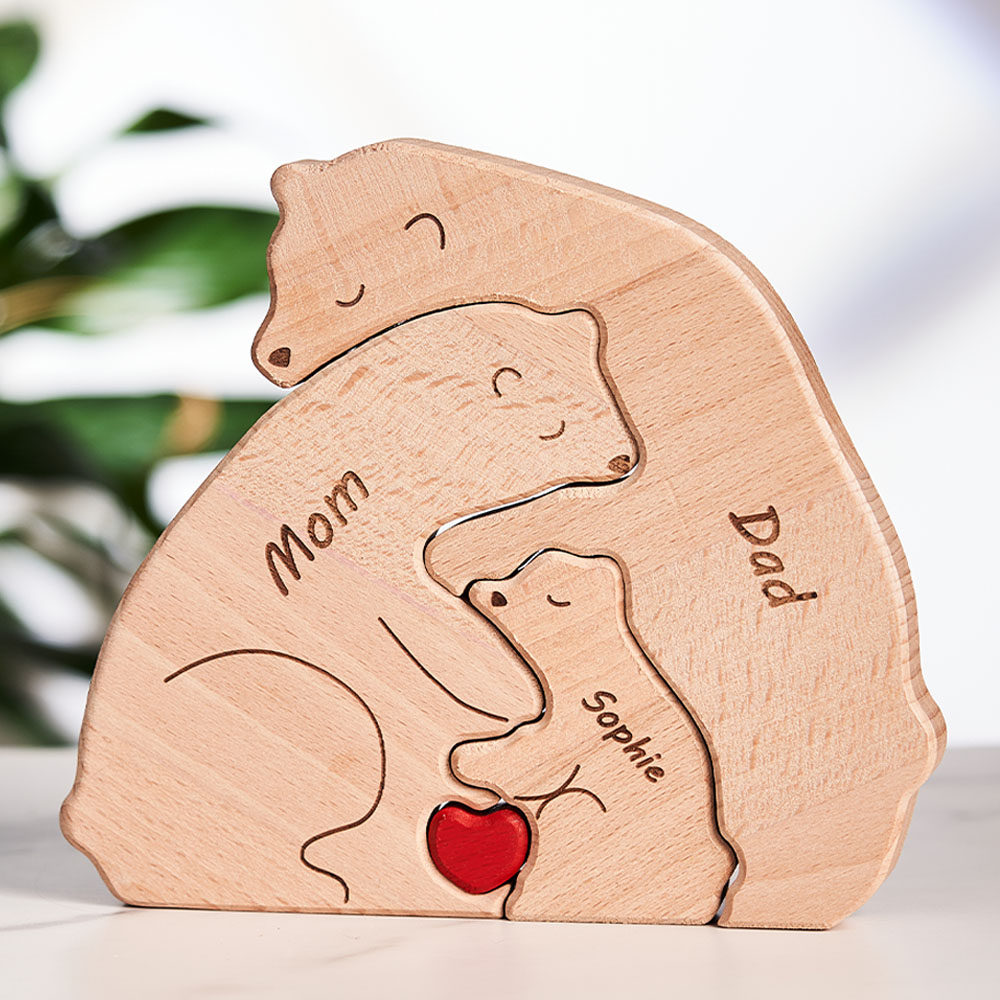 Nomi Personalizzati Orsi In Legno Famiglia Blocco Puzzle Regali Per Decorazioni Per La Casa