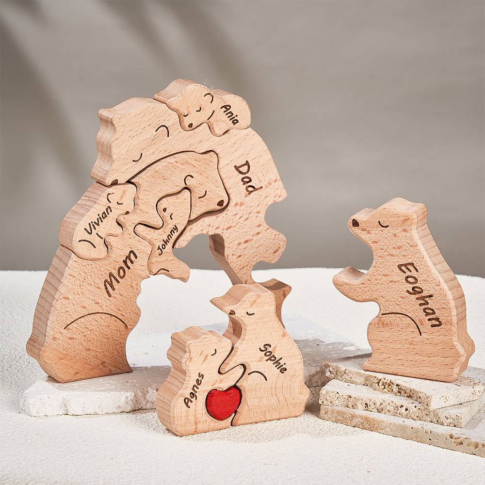 Nomi Personalizzati Orsi In Legno Famiglia Blocco Puzzle Regali Per Decorazioni Per La Casa