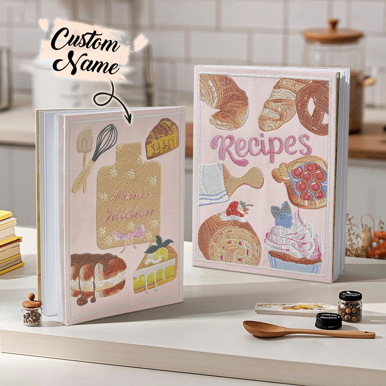 Ricettario Personalizzato, Quaderno Con Nome Ricamato, Regalo Per Gli Appassionati Di Cucina, Regalo Per La Moglie, Per La Mamma - soufeelit