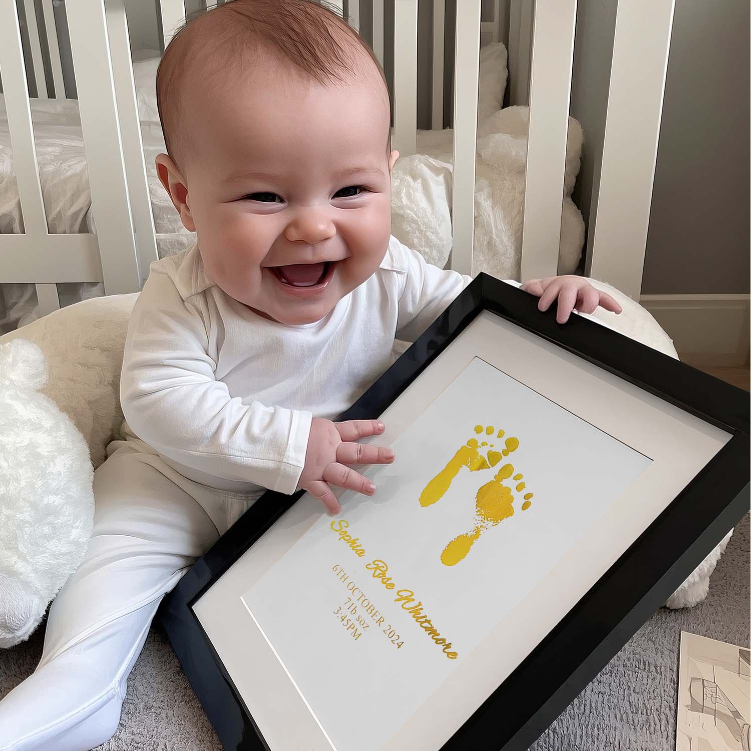 Stampa Artistica Personalizzata Con Impronte Di Mani E Piedi Di Bambino, Un Bel Regalo - soufeelit