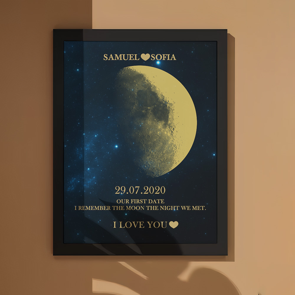 Regali Personalizzati Con Cornice Con Stampa In Oro Con Fasi Lunari Per Compleanno E Anniversario