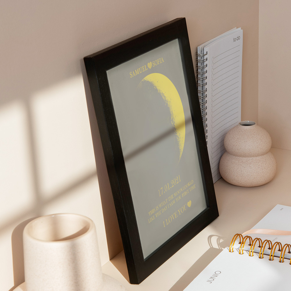 Regali Personalizzati Con Cornice Con Stampa In Oro Con Fasi Lunari Per Compleanno E Anniversario