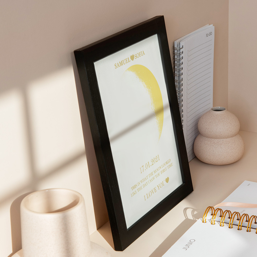 Regali Personalizzati Con Cornice Con Stampa In Oro Con Fasi Lunari Per Compleanno E Anniversario