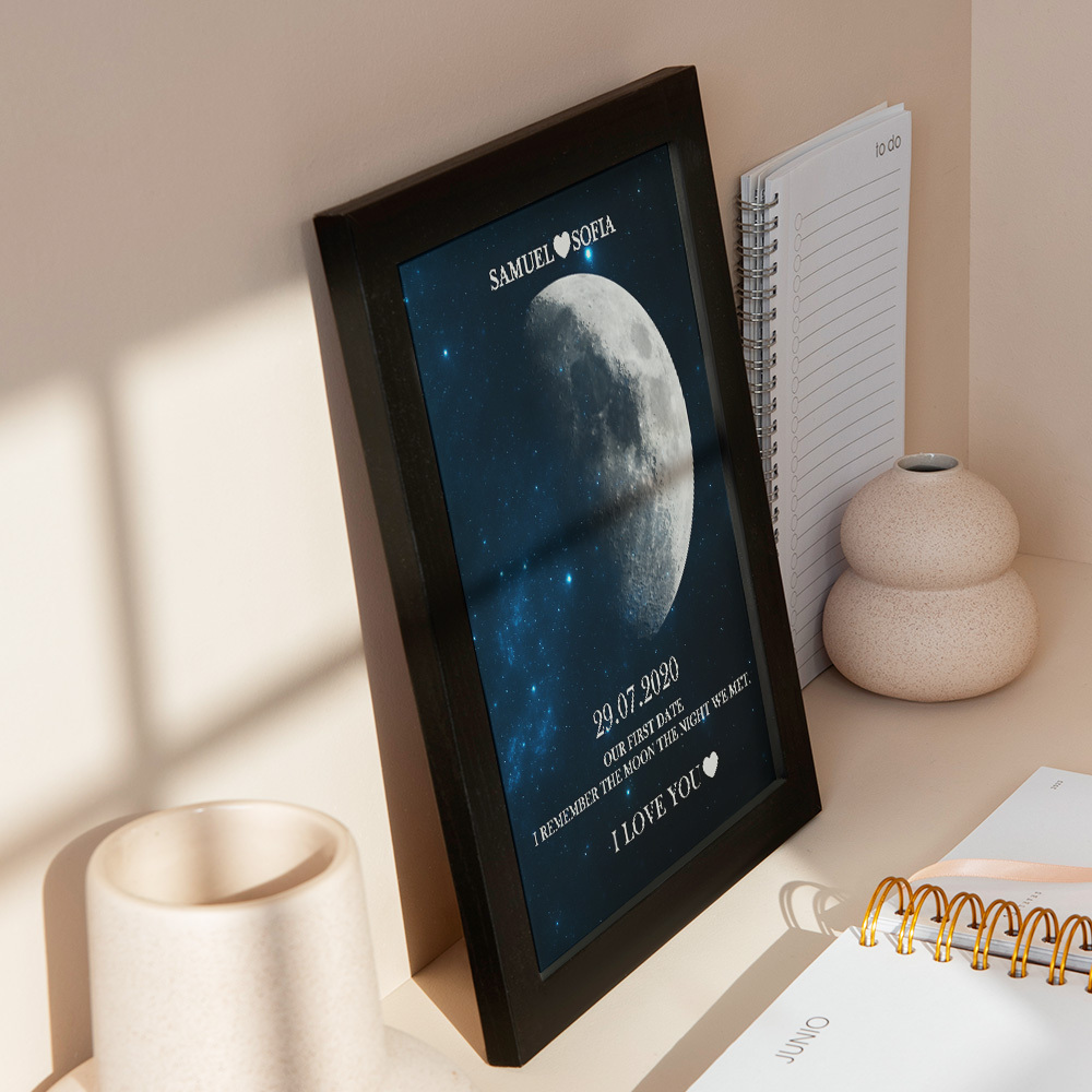 Regali Di Anniversario Personalizzati Con Cornice Con Stampa Delle Fasi Lunari Per Lei