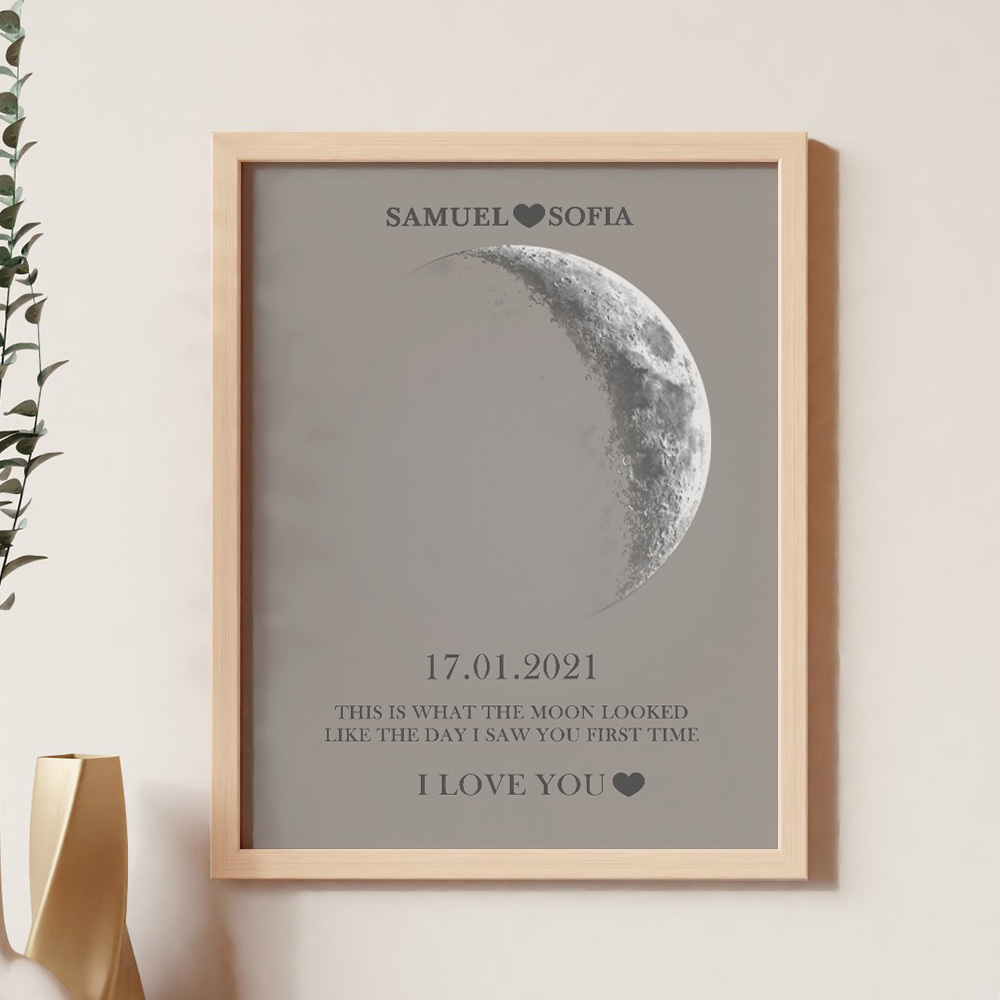 Regali Di Anniversario Personalizzati Con Cornice Con Stampa Delle Fasi Lunari Per Lei