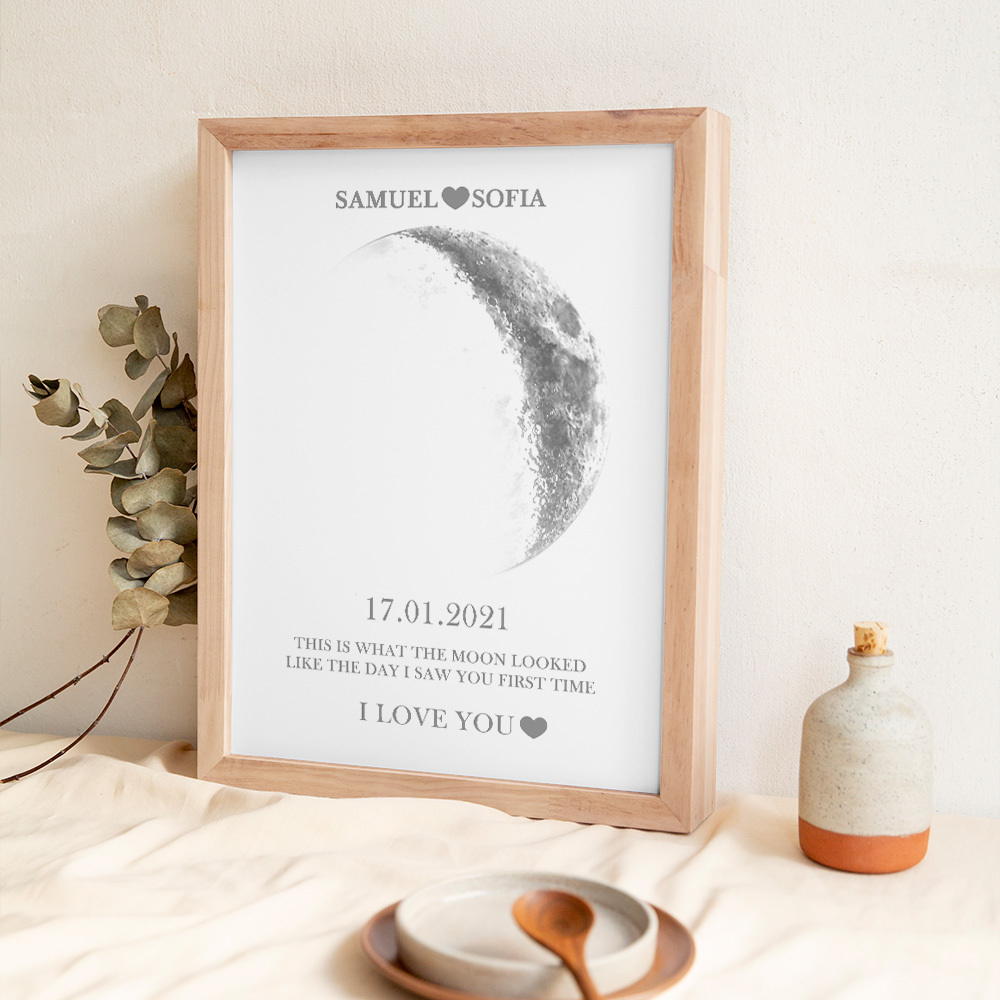Regali Di Anniversario Personalizzati Con Cornice Con Stampa Delle Fasi Lunari Per Lei