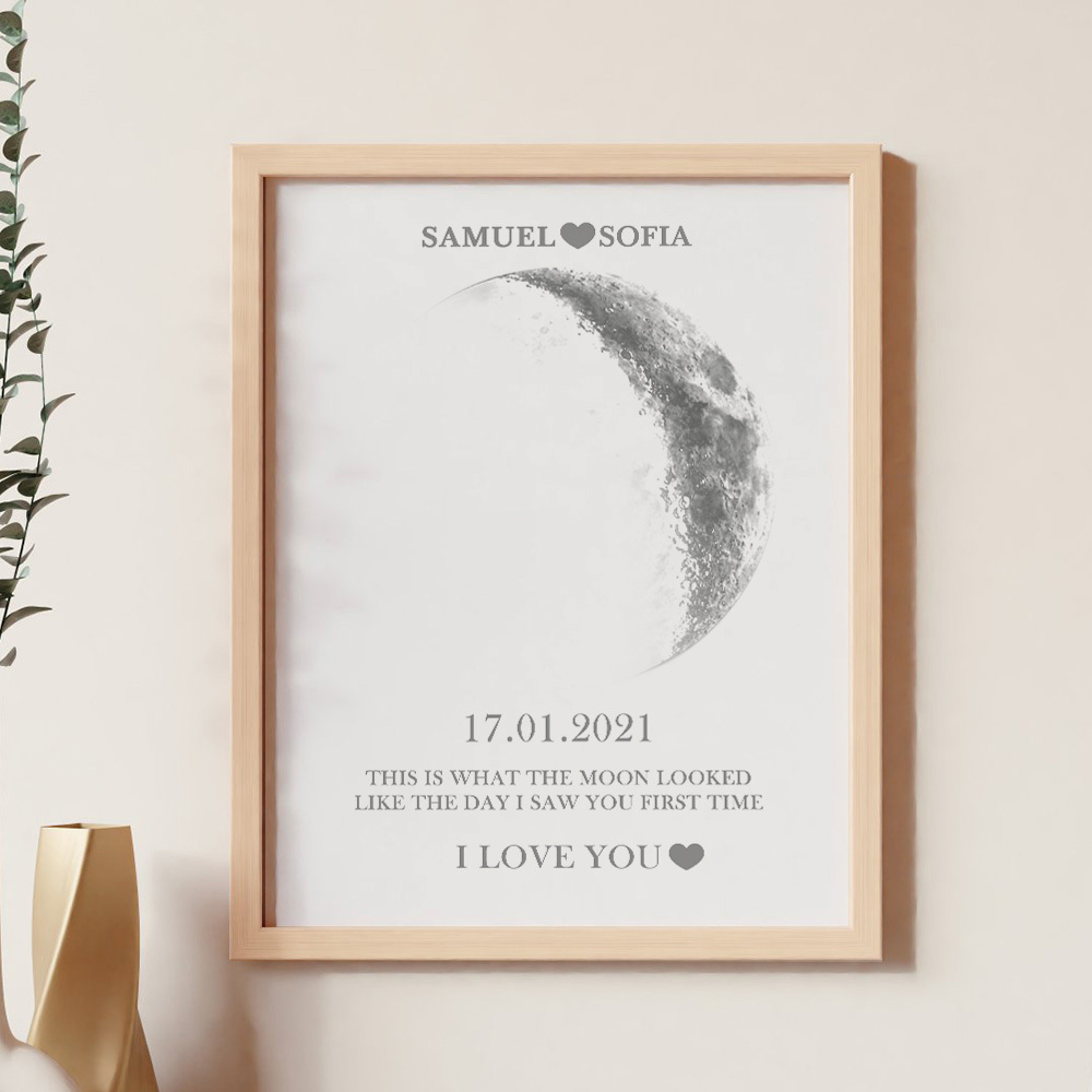 Regali Di Anniversario Personalizzati Con Cornice Con Stampa Delle Fasi Lunari Per Lei