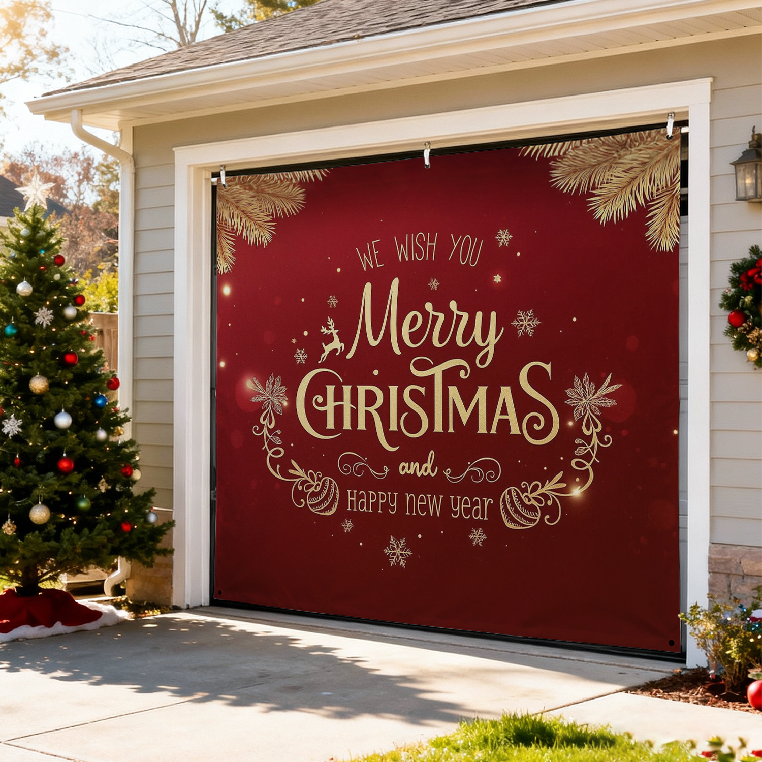 Copriporta Da Garage Natalizi, Tenda Personalizzata Per Le Feste, Decorazione Esterna Festiva, Copertura Da Garage Sospesa - soufeelit