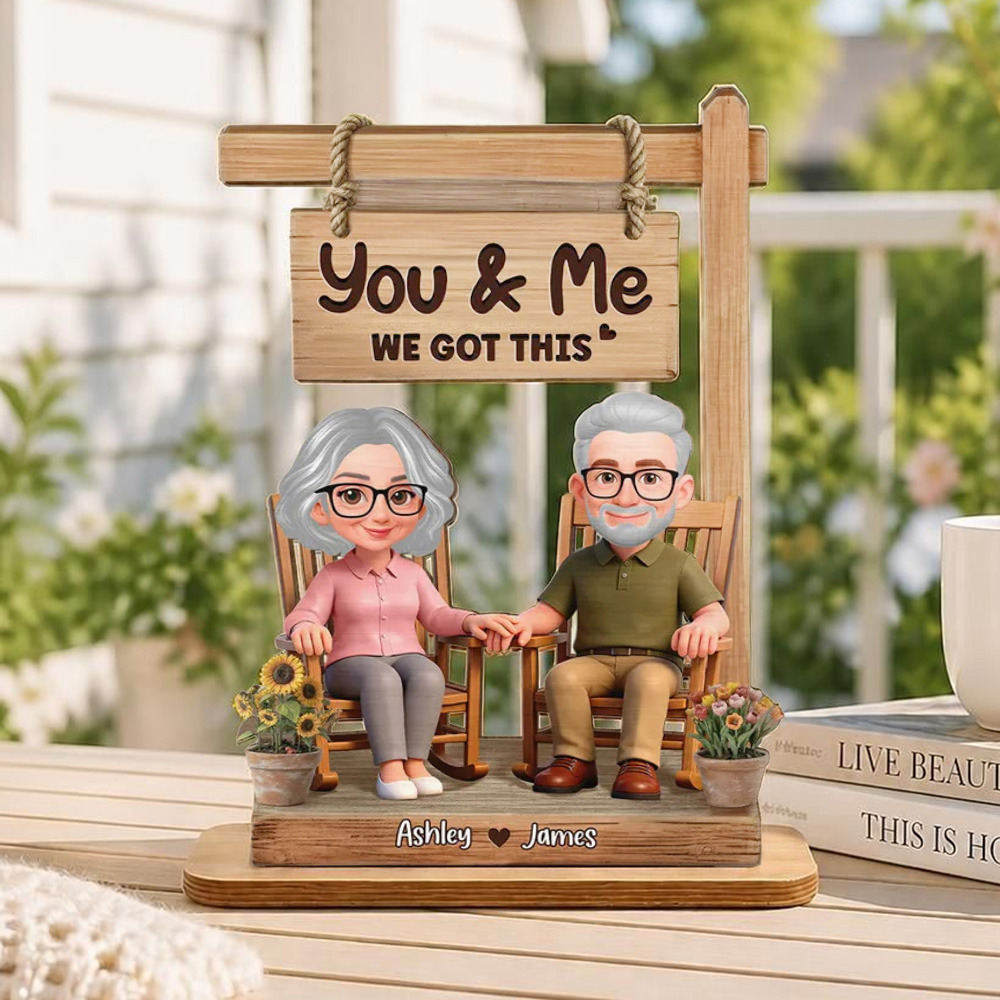 Targa In Legno Personalizzata A 2 Strati Con Scritta "Sedia A Dondolo Per Coppie, Io E Te Ce La Faremo", Regalo Romantico Unico Per Marito O Moglie. - soufeelit