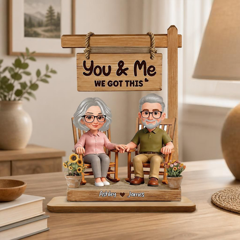Targa In Legno Personalizzata A 2 Strati Con Scritta "Sedia A Dondolo Per Coppie, Io E Te Ce La Faremo", Regalo Romantico Unico Per Marito O Moglie. - soufeelit