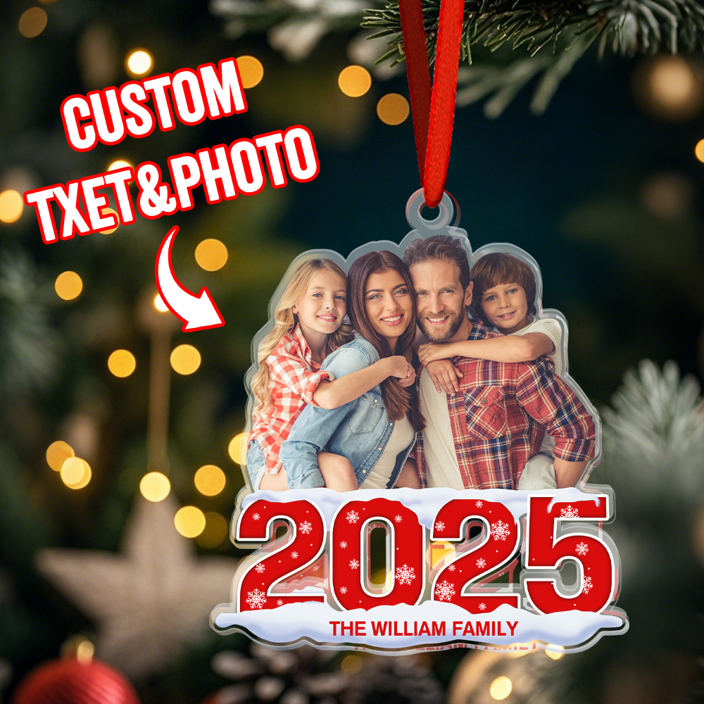 Ornamento Di Natale Con Foto Personalizzato 2024 Ornamento In Acrilico Regalo Di Natale Per La Famiglia O Un Amico