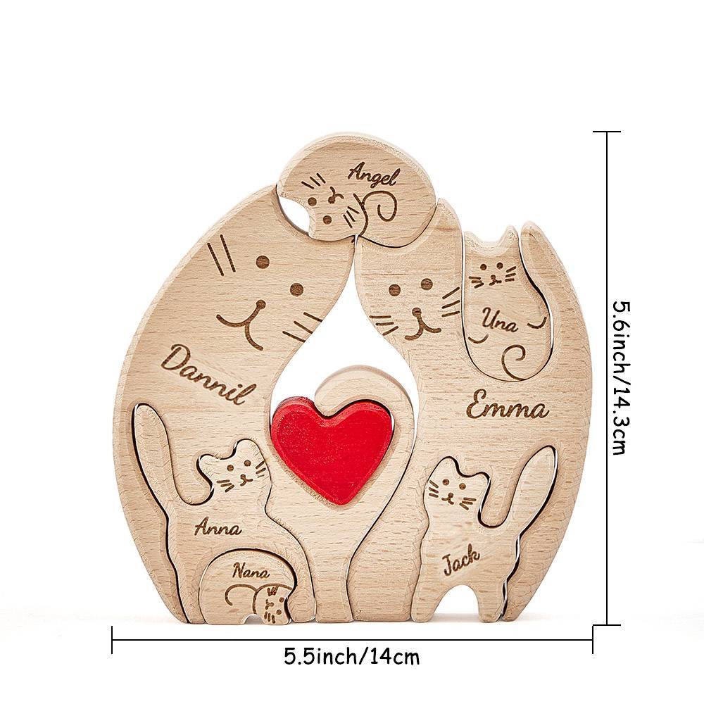 Gatti In Legno Personalizzati Nomi Personalizzati Dei Membri Della Famiglia Puzzle Regali Per Decorazioni Per La Casa - soufeelit