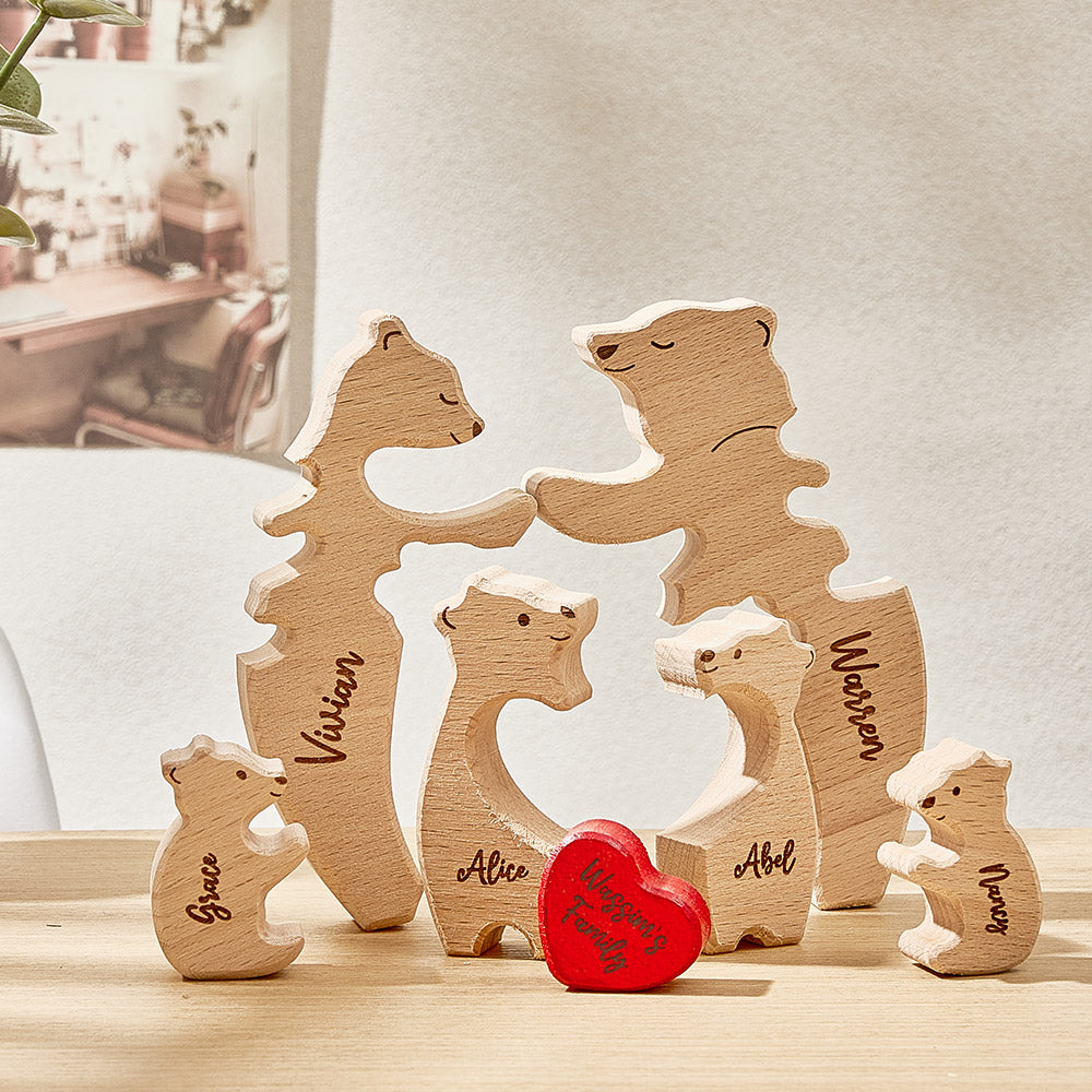 Orsi Abbraccio In Legno Personalizzati Nomi Personalizzati Dei Membri Della Famiglia Puzzle Regali Per Decorazioni Per La Casa - soufeelit