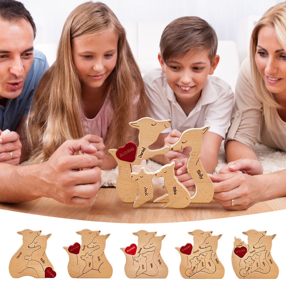 Volpe In Legno Personalizzata Nomi Personalizzati Dei Membri Della Famiglia Puzzle Regali Per Decorazioni Per La Casa - soufeelit