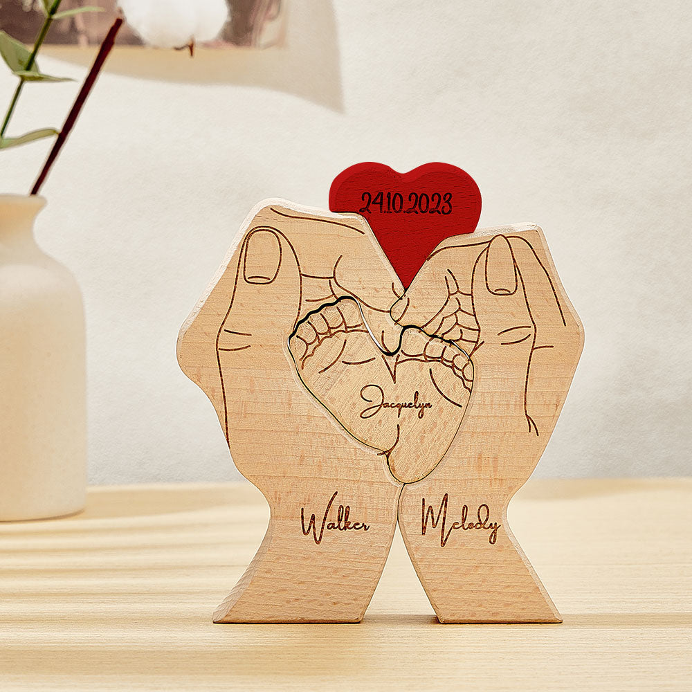 Piedini Di Bambino In Legno Personalizzati Nomi Personalizzati Dei Membri Della Famiglia Data Puzzle Regali Per Decorazioni Per La Casa - soufeelit
