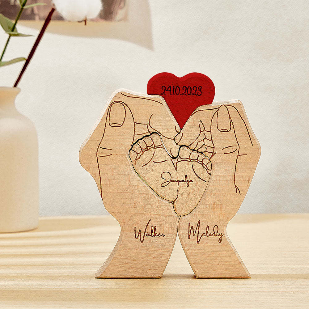 Piedini Di Bambino In Legno Personalizzati Nomi Personalizzati Dei Membri Della Famiglia Data Puzzle Regali Per Decorazioni Per La Casa - soufeelit