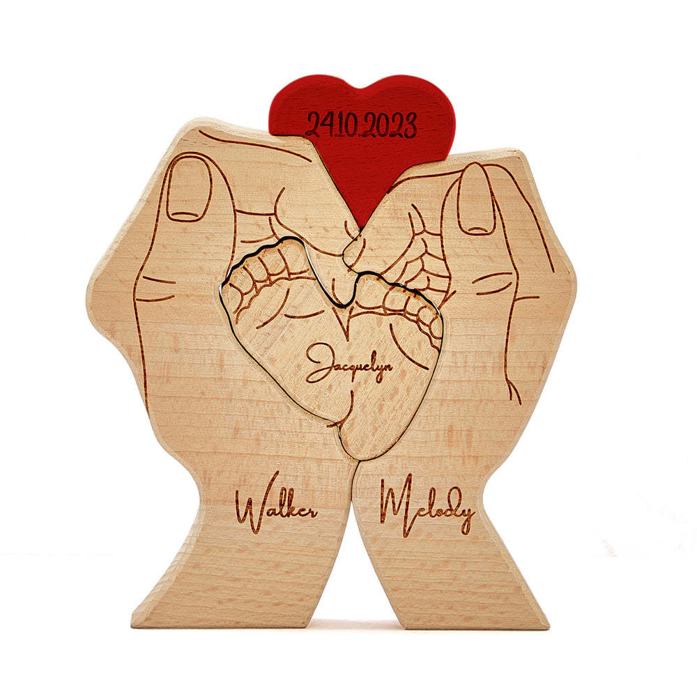Piedini Di Bambino In Legno Personalizzati Nomi Personalizzati Dei Membri Della Famiglia Data Puzzle Regali Per Decorazioni Per La Casa - soufeelit