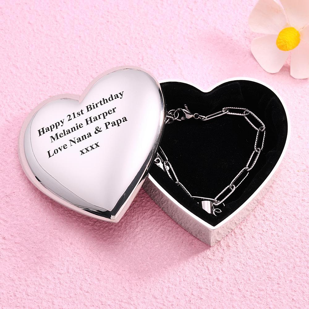 Scatola Per Anelli A Cuore Con Incisione Personalizzata. Squisita Scatola Di Gioielli In Metallo, Regalo Per Lei - soufeelit