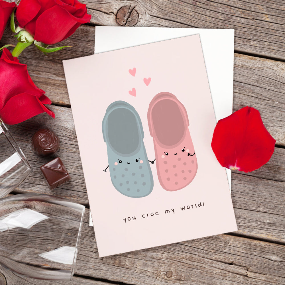 You Croc My World, Divertente Gioco Di Parole, Biglietto D'auguri Per San Valentino - soufeelit