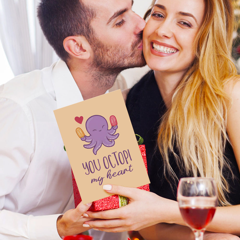 Divertente Biglietto Di San Valentino Per Octopi My Heart Octopi - soufeelit