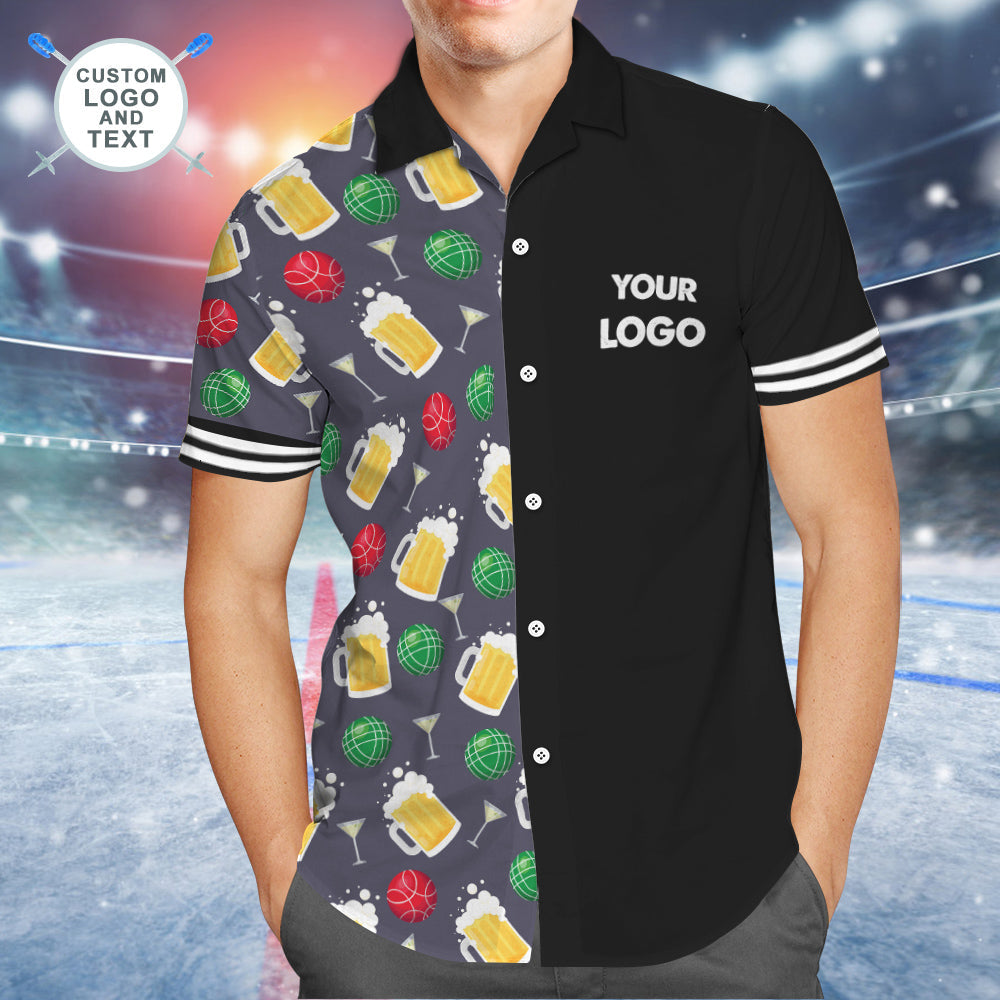 Camicia Hawaiana Con Logo Personalizzato E Testo Camicia Da Squadra Con Stampa All Over Da Uomo Aloha Shirt