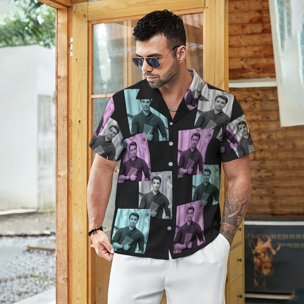Camicia Hawaiana Con Foto Personalizzata Camicia Aloha Con Stampa All Over Da Uomo Camicia Da Ragazzo Cool - Foto Retrò - soufeel