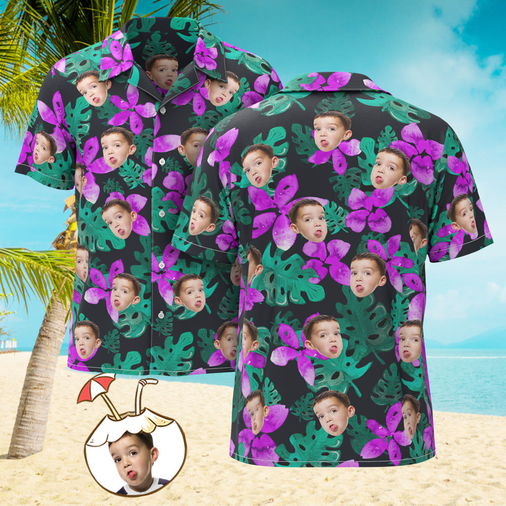 Camicia Hawaiana Con Stampa Integrale Del Volto Personalizzato Camicia Da Festa Personalizzata - soufeel