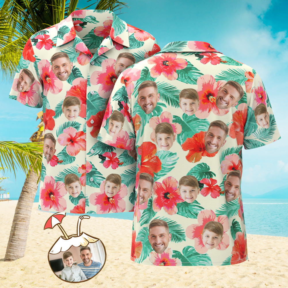 Camicia Hawaiana Con Stampa Integrale Del Volto Personalizzato Camicia Hawaiana Personalizzata Con Atmosfera Estiva - soufeel