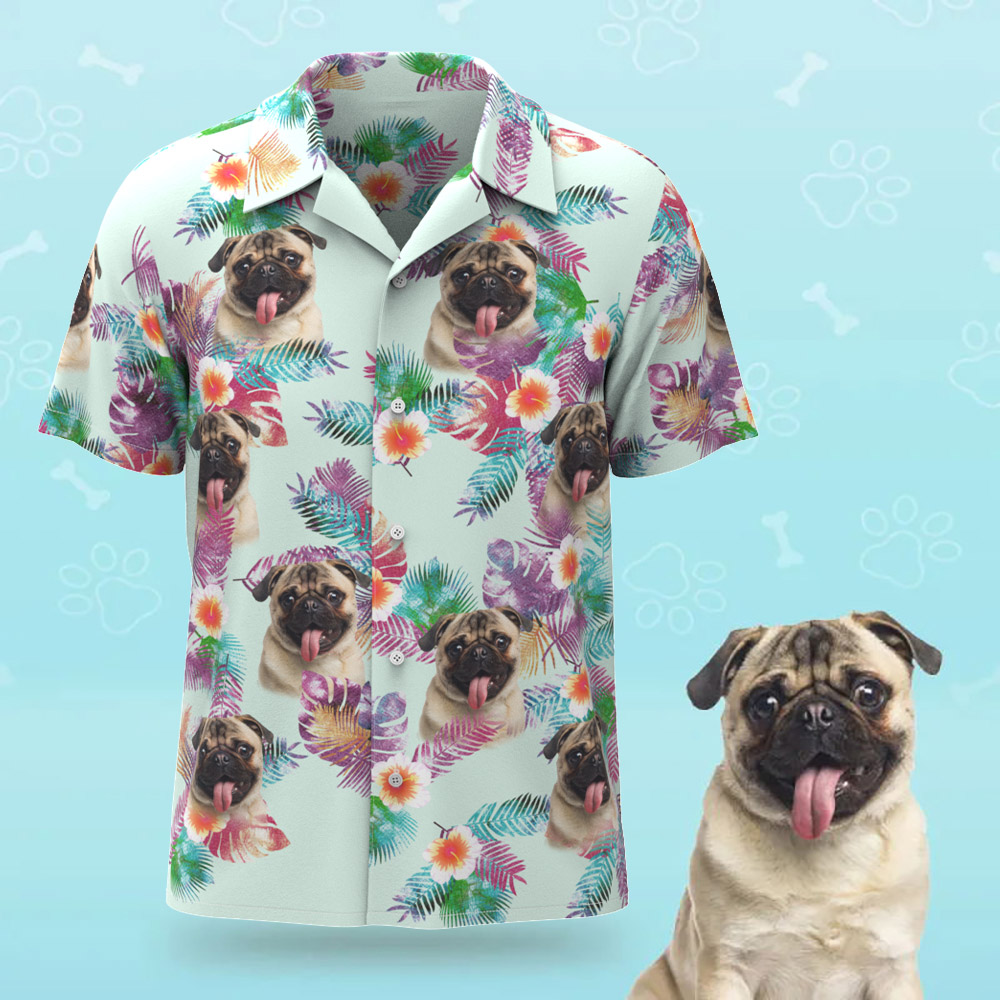Camicie Hawaiane Da Uomo Con Faccia Personalizzata. Faccia Di Cane Carino Personalizzata Per Gli Amanti Degli Animali Domestici
