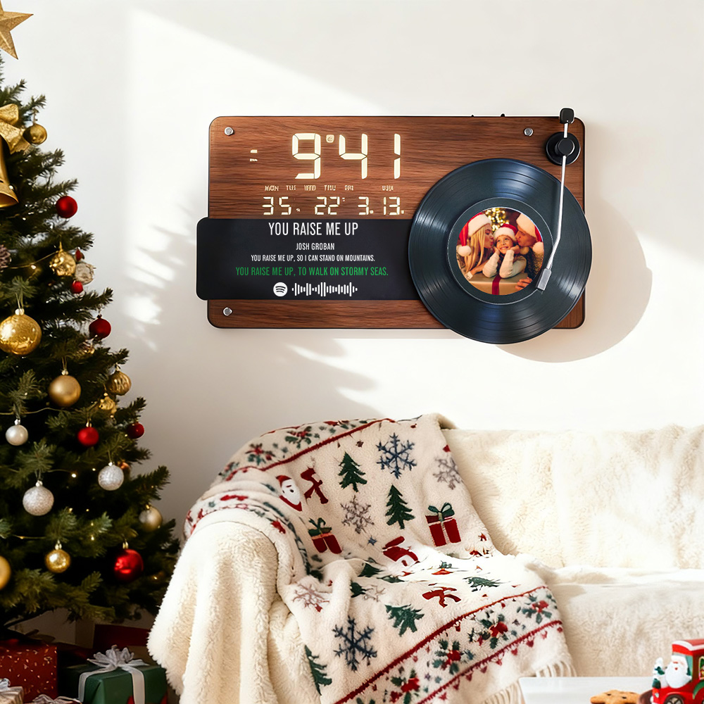 Orologio Da Parete Elettronico In Vinile Con Testo Musicale E Foto Personalizzata, Dipinto Decorativo, Orologio Retrò Da Soggiorno, Regalo Per La Famiglia - soufeelit