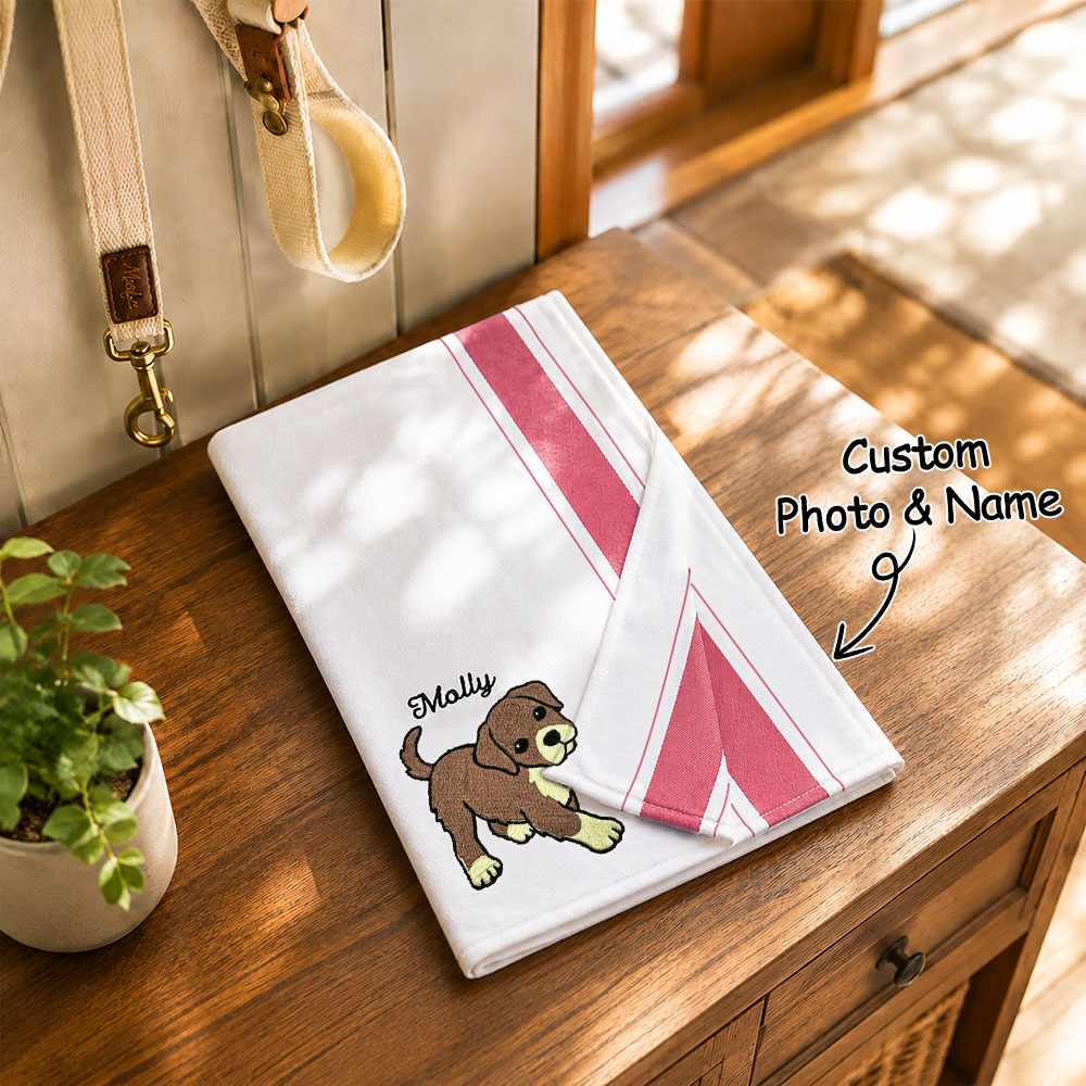 Asciugamano Personalizzato Ricamato Per Cani E Gatti – Asciugamano Personalizzato Con Nome Di Animale Domestico Per Bagno E Cucina