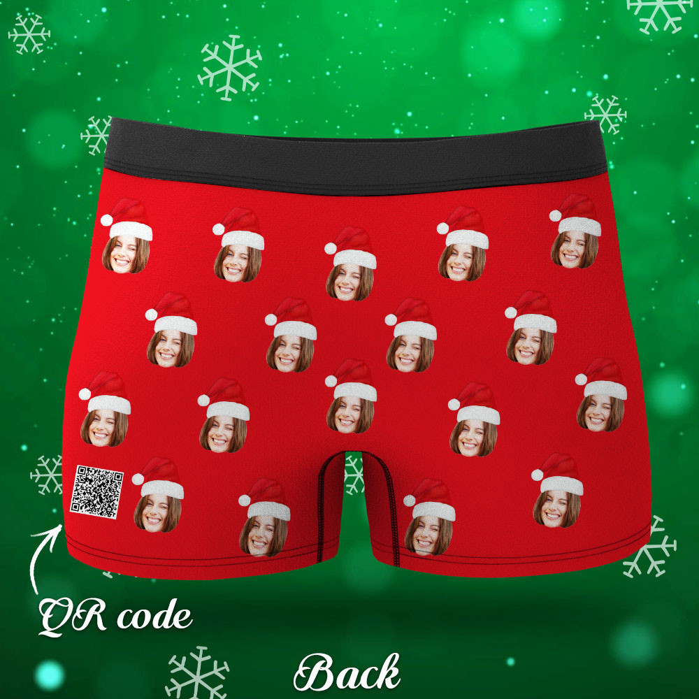 Boxer Con Viso Personalizzato E Cappello Di Natale Intimo Fotografico Personalizzato Regalo Di Natale Per Uomo Regalo Con Vista Ar - soufeelit