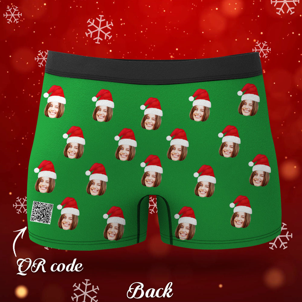 Boxer Con Viso Personalizzato E Cappello Di Natale Intimo Fotografico Personalizzato Regalo Di Natale Per Uomo Regalo Con Vista Ar - soufeelit