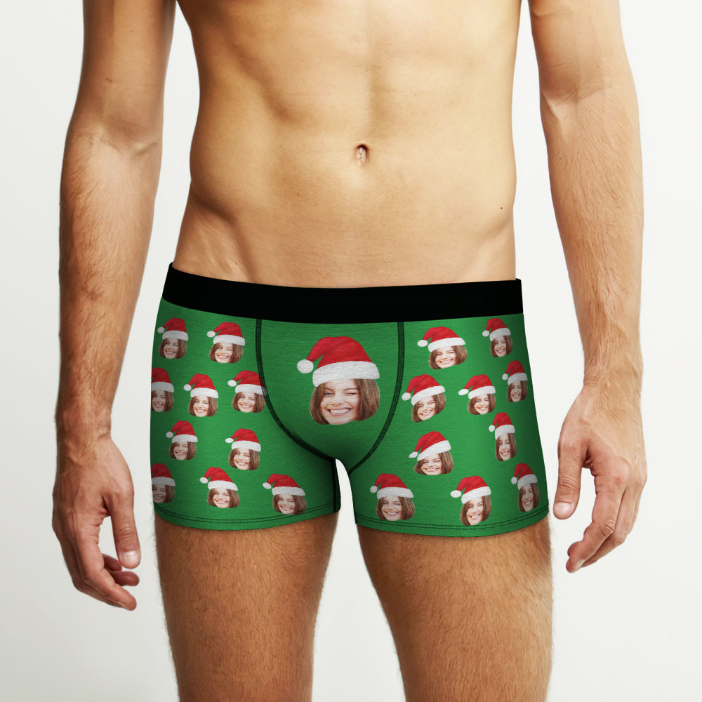 Boxer Con Viso Personalizzato E Cappello Di Natale Intimo Fotografico Personalizzato Regalo Di Natale Per Uomo Regalo Con Vista Ar - soufeelit
