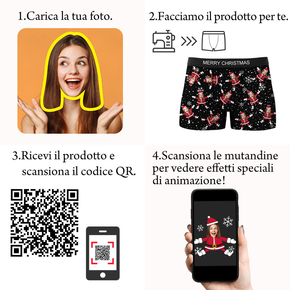 Boxer Con Viso Personalizzato Intimo Con Viso Di Babbo Natale Regali Per Coppie Regalo Di Natale Vista Ar