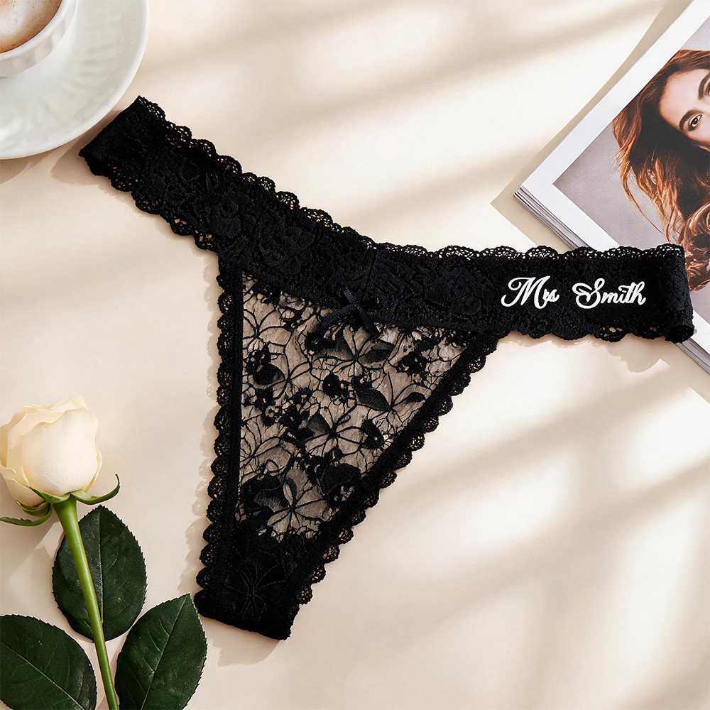 Perizoma Da Sposa In Pizzo Ricamato Personalizzato – Regalo Di Lingerie Da Matrimonio Personalizzato Per La Sposa - soufeelit
