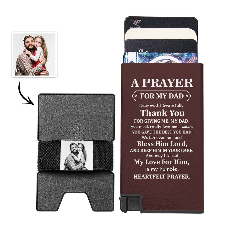 Portafoglio Per Carte Con Espulsione Automatica Per Foto Personalizzate Con Cinturino Per Contanti Porta Carte In Metallo Accessorio Aziendale Per Papà - soufeelit