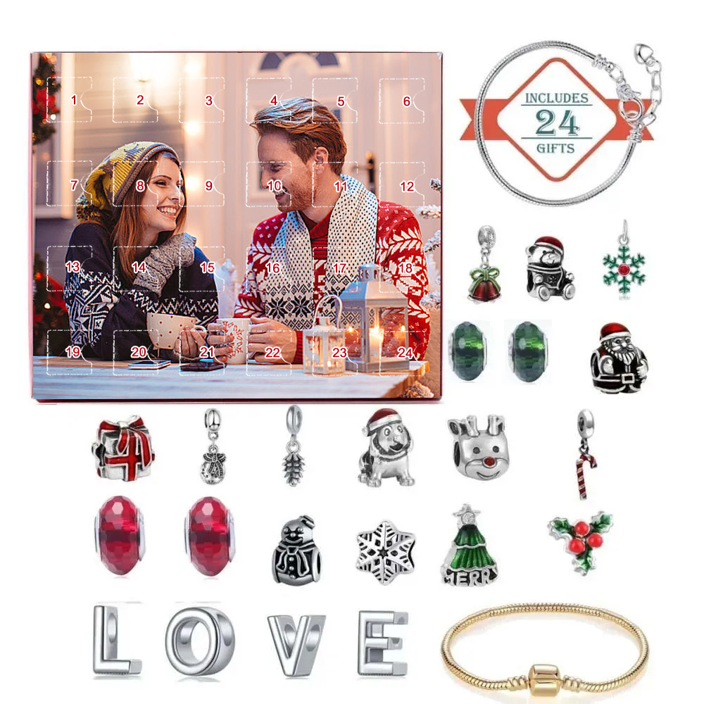 Gioielli Con Proiezione Personalizzata Calendario Dell'avvento Bracciale Con Scatola Cieca A Sorpresa Natalizia Bracciale Con Scatola Regalo Con Conto Alla Rovescia Per 24 Calendari Per Amico - soufeelit