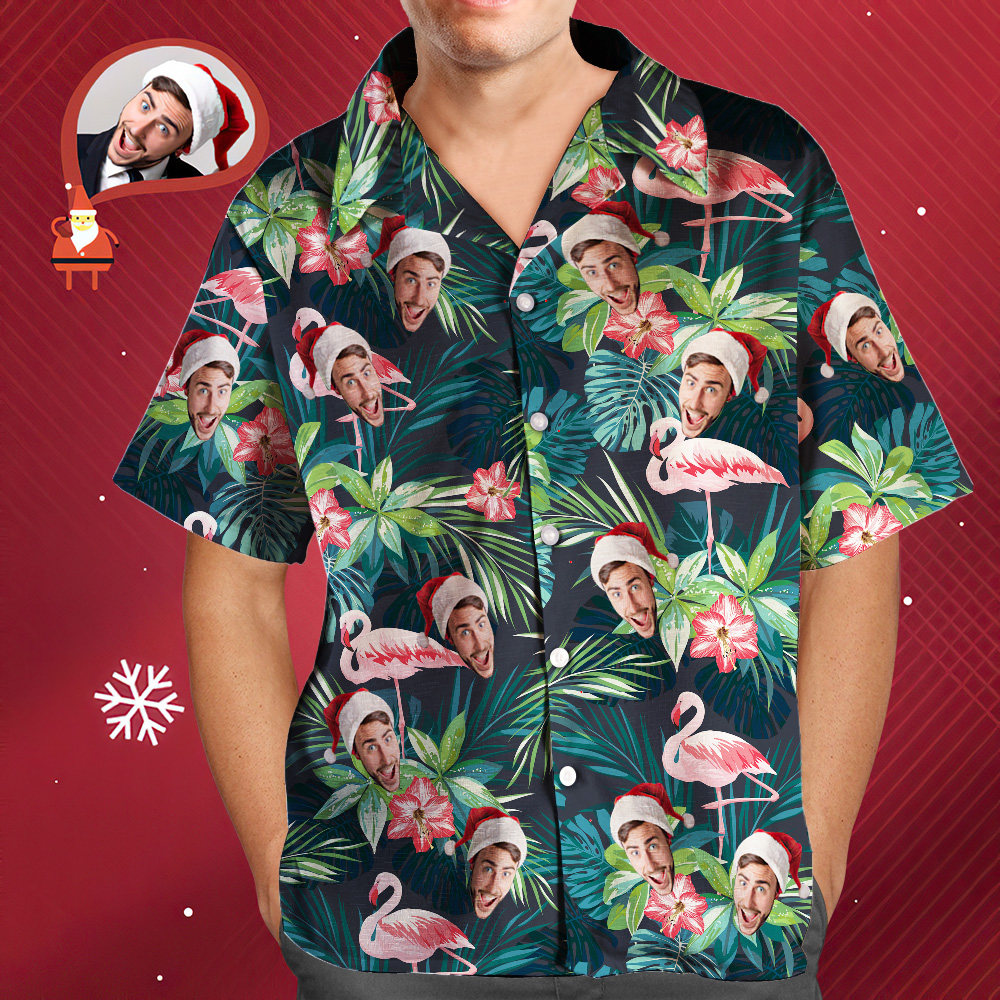 Regalo Di Natale Camicie Hawaiane Personalizzate Camicia Da Uomo Colorata Flamingo Aloha Beach