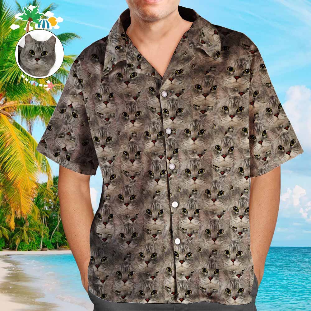 Camicia Hawaiana Personalizzata Con Faccia Di Animale Domestico Camicia Hawaiana Con Stampa Integrale Da Uomo Camicia Hawaiana Personalizzata