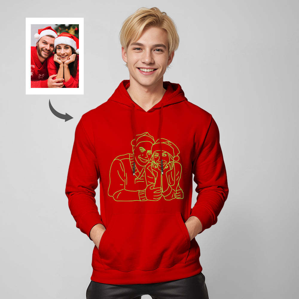 Felpa Con Cappuccio Multicolore Fosforescente Con Foto Personalizzata Felpa Con Cappuccio Unisex Luminosa Personalizzata Regalo Creativo - soufeelit