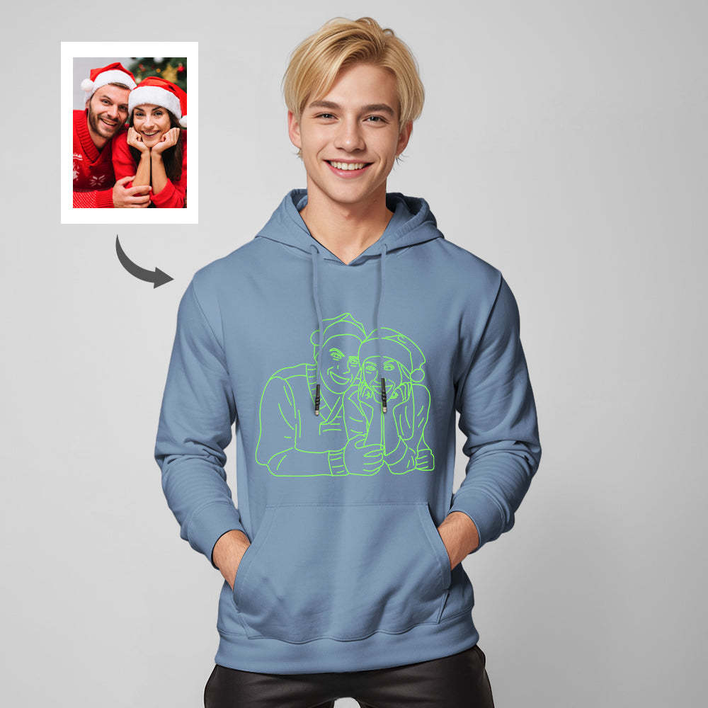 Felpa Con Cappuccio Multicolore Fosforescente Con Foto Personalizzata Felpa Con Cappuccio Unisex Luminosa Personalizzata Regalo Creativo - soufeelit