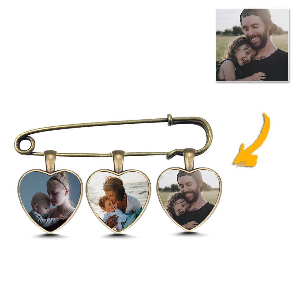 Spilla Con Foto Personalizzata, Regalo Per La Festa Del Papà, Spilla Con Foto In Ricordo In Stile Cuore Per Papà - soufeelit