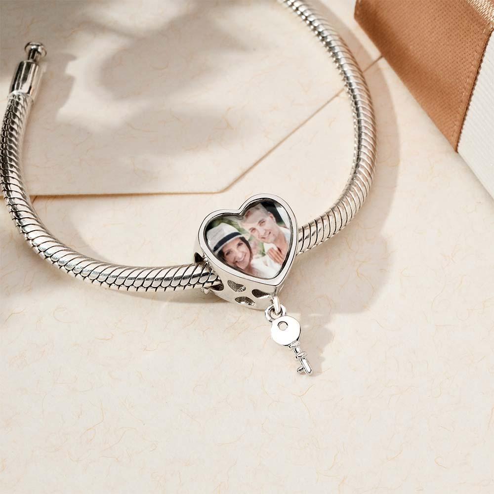 Ciondolo Personalizzato Con Foto A Forma Di Cuore Con Ciondolo Chiave. Regali Creativi - soufeelit